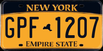 NY license plate GPF1207