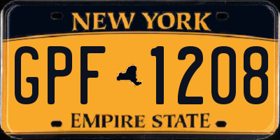 NY license plate GPF1208
