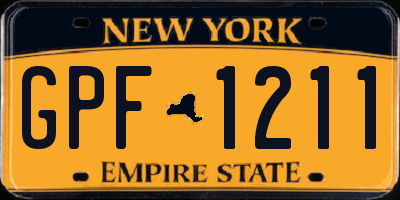 NY license plate GPF1211