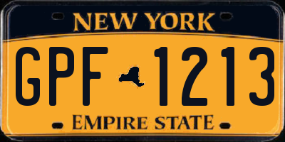 NY license plate GPF1213