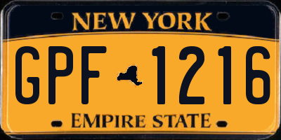 NY license plate GPF1216