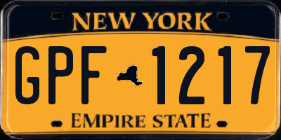 NY license plate GPF1217