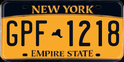 NY license plate GPF1218