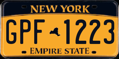 NY license plate GPF1223