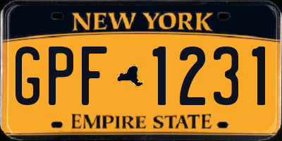 NY license plate GPF1231
