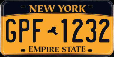 NY license plate GPF1232