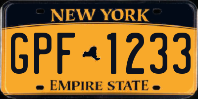 NY license plate GPF1233