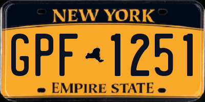 NY license plate GPF1251