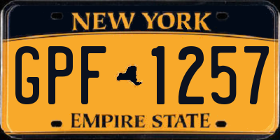 NY license plate GPF1257