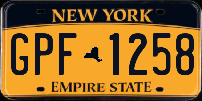 NY license plate GPF1258