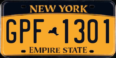NY license plate GPF1301