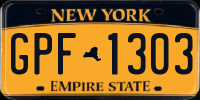 NY license plate GPF1303