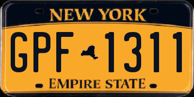 NY license plate GPF1311