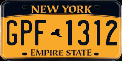 NY license plate GPF1312