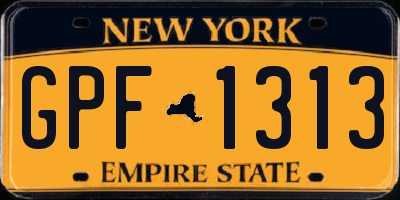 NY license plate GPF1313