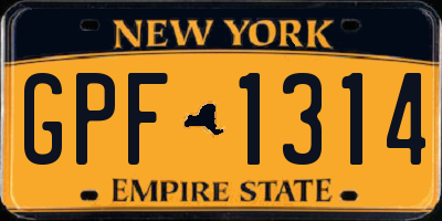 NY license plate GPF1314