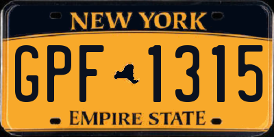 NY license plate GPF1315