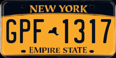 NY license plate GPF1317