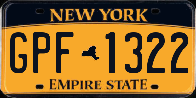 NY license plate GPF1322