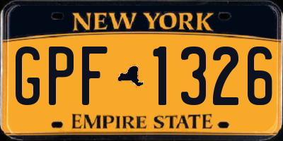 NY license plate GPF1326