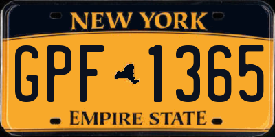 NY license plate GPF1365