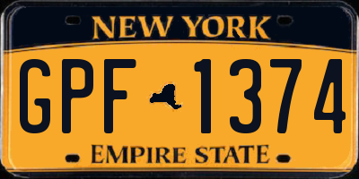 NY license plate GPF1374