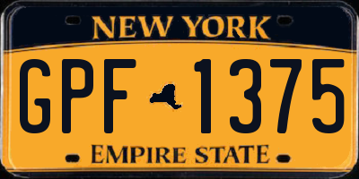 NY license plate GPF1375