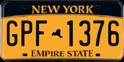 NY license plate GPF1376