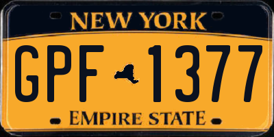 NY license plate GPF1377