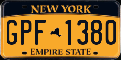 NY license plate GPF1380
