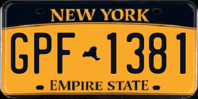 NY license plate GPF1381