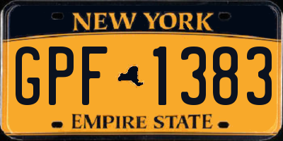 NY license plate GPF1383