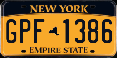 NY license plate GPF1386