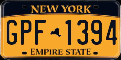 NY license plate GPF1394