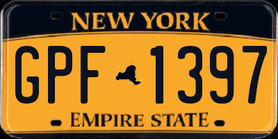 NY license plate GPF1397
