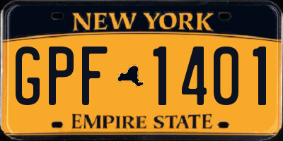 NY license plate GPF1401
