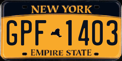 NY license plate GPF1403