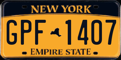 NY license plate GPF1407