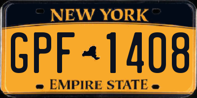 NY license plate GPF1408