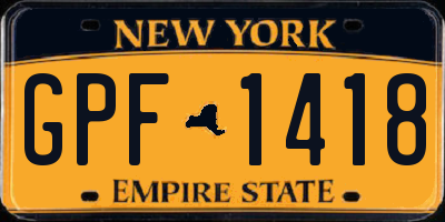 NY license plate GPF1418