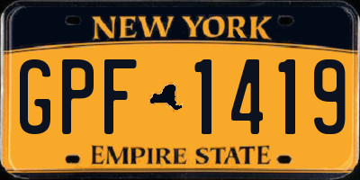 NY license plate GPF1419
