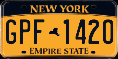 NY license plate GPF1420
