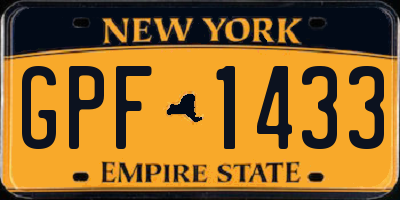 NY license plate GPF1433