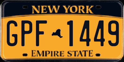 NY license plate GPF1449