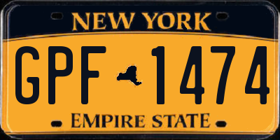 NY license plate GPF1474