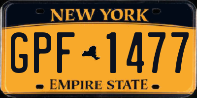 NY license plate GPF1477