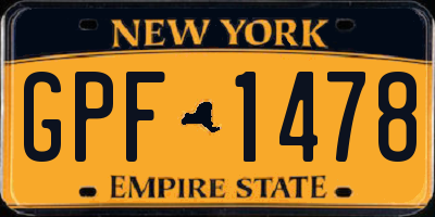 NY license plate GPF1478