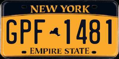 NY license plate GPF1481