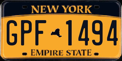 NY license plate GPF1494