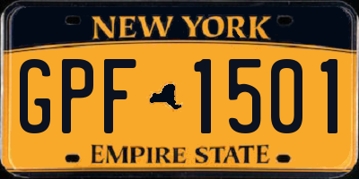NY license plate GPF1501